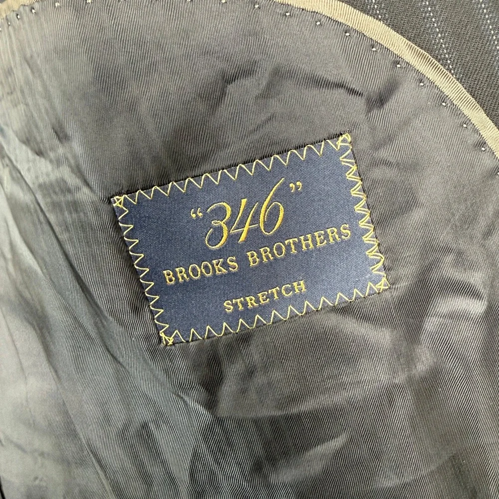 Brooks Brothers 346 Suit Jacket Mens 50R Navy Blue Pinstripe Wool Stretch Blazer
